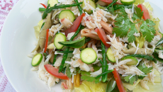 Pasta salade, tourteau, salicornes et pourpier