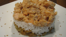 Fondue de poireaux et saumon à la moutarde au miel