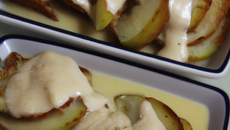 Croustillants de pommes et poires sur un sabayon au Calvados