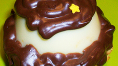 Mes mini délices : mini cheesecake au chocolat blanc citronné sous une pannacotta à l'orange curd, ganache au chocolat noir