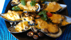 Gratin de moules au bleu