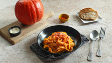 Carbonara d’Halloween ou tagliatelles au potimarron