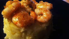 Ecrasé de pomme de terre Princesse Amandine aux crevettes roses