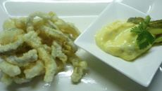 Tapa de tempura de peau de morue