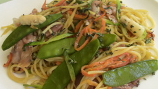 Trio de spaghettis printaniers au jambon de parme SANS GLUTEN