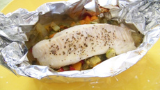 Cabillaud en papillotes et ses petits légumes