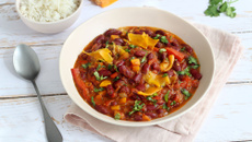 Chili végétarien aux poivrons rouges et mimolette vieille