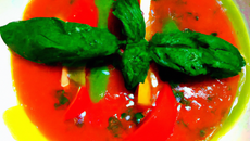 Gaspacho bicolore aux feuilles de basilic Cueillette & Cuisine