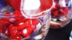 Verrine de poivrons et canelloni de grison