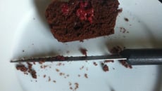 Muffins chocolat cœur framboise