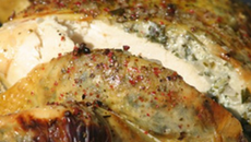 Poulet fermier des Landes farci sous la peau au persil plat, cèpes, échalote & piment d"Espelette