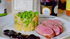 Magret de canard cuit à basse température et risotto aux petits pois