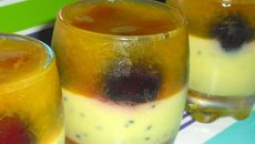 Verrine à la crème de Kiwi, oranges et cerises