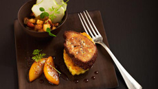 Pain perdu de foie gras aux pommes et pain d'épices