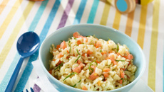 Salade de pâtes et truite fumée