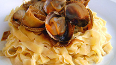 Tagliatelles aux coques cuites au Cidre