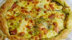 Tarte au pesto, saumon fumé et mozzarella