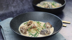 Ravioles au veau sauce aux morilles