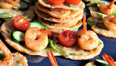 Gambas et leurs galettes de légumes