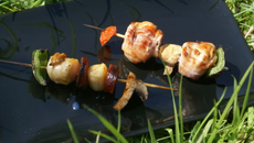 Brochettes de saint jacques au lard et chorizo