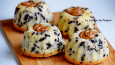 Financier aux vermicelles de chocolat et cœur à la confiture de lait