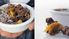 Crumble fondant au chocolat et pommes poêlées à la cannelle