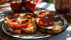 Tartines de tomates et poivron grillé