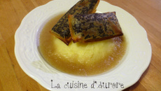 L'île aux trésors : nems de boudin noir sur purée de pomme de terre, nage de poire