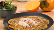 Carpaccio de Kaki Ribera del Xúquer AOP à la noix de St-Jacques