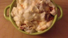 Gratin de choux-fleur, béchamel chèvre et chorizo