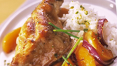 Sucré-salé de lapin aux pêches