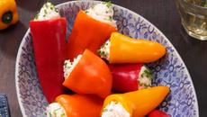 Piquillos à la brousse, sauce tabasco chipote et chorizo