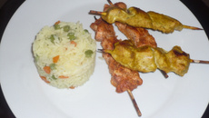 Brochette indienne riz aux légumes