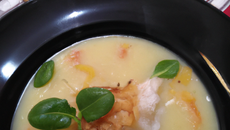 Velouté de Saint-Jacques aux pommes et cidre du Bessin