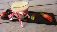 Risotto fraise et fraises séchées crème de chocolat blanc