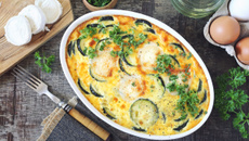 Clafoutis léger aux courgettes & fromage de chèvre