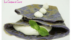 Crêpe à la violette et sa crème mentholée