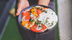 Tomates confites, émulsion menthe poivrée