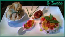 Tartare de cabillaud coloré et pimenté et son aumônière provençale