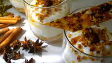 Bagatelle de trifle aux poires épicées, miel et noisettes...