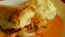 Croustillant de poisson sauce chorizo