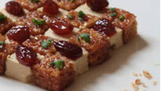 Damier de foie gras , pain d'épices et ail confit au sirop de Floc de Gascogne