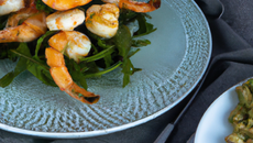 Luigine au pesto de roquette et crevettes grillées