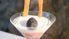 Marinade de langoustines et Piquillos au caviar d'aquitaine