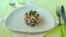 Tartare bâtonnets Saveur Coraya, pomme, chèvre et choux rouge