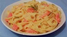 Tagliatelles au samon fumé et œufs de lump