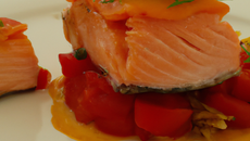 Saumon poché en habit rouge