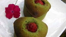 Quatre-cœurs aux thé matcha et fraises