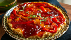 Tarte tatin aux poivrons, au jambon et au chèvre facile
