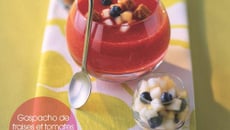 Gaspacho fraise-tomate et croustillant